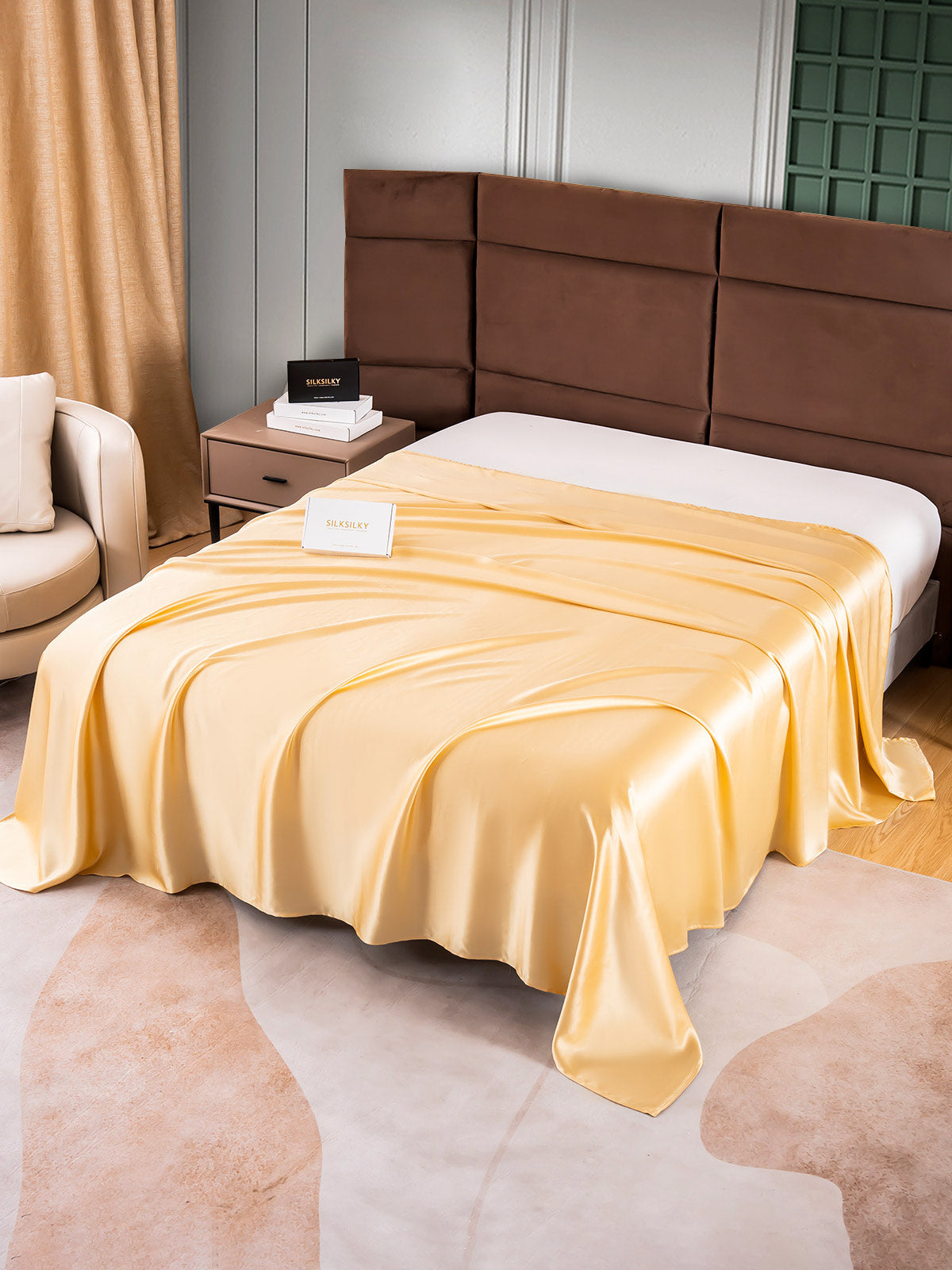 [شامبانيا] SilkSilky-SA 25Momme الحرير الخالص Sheet 003