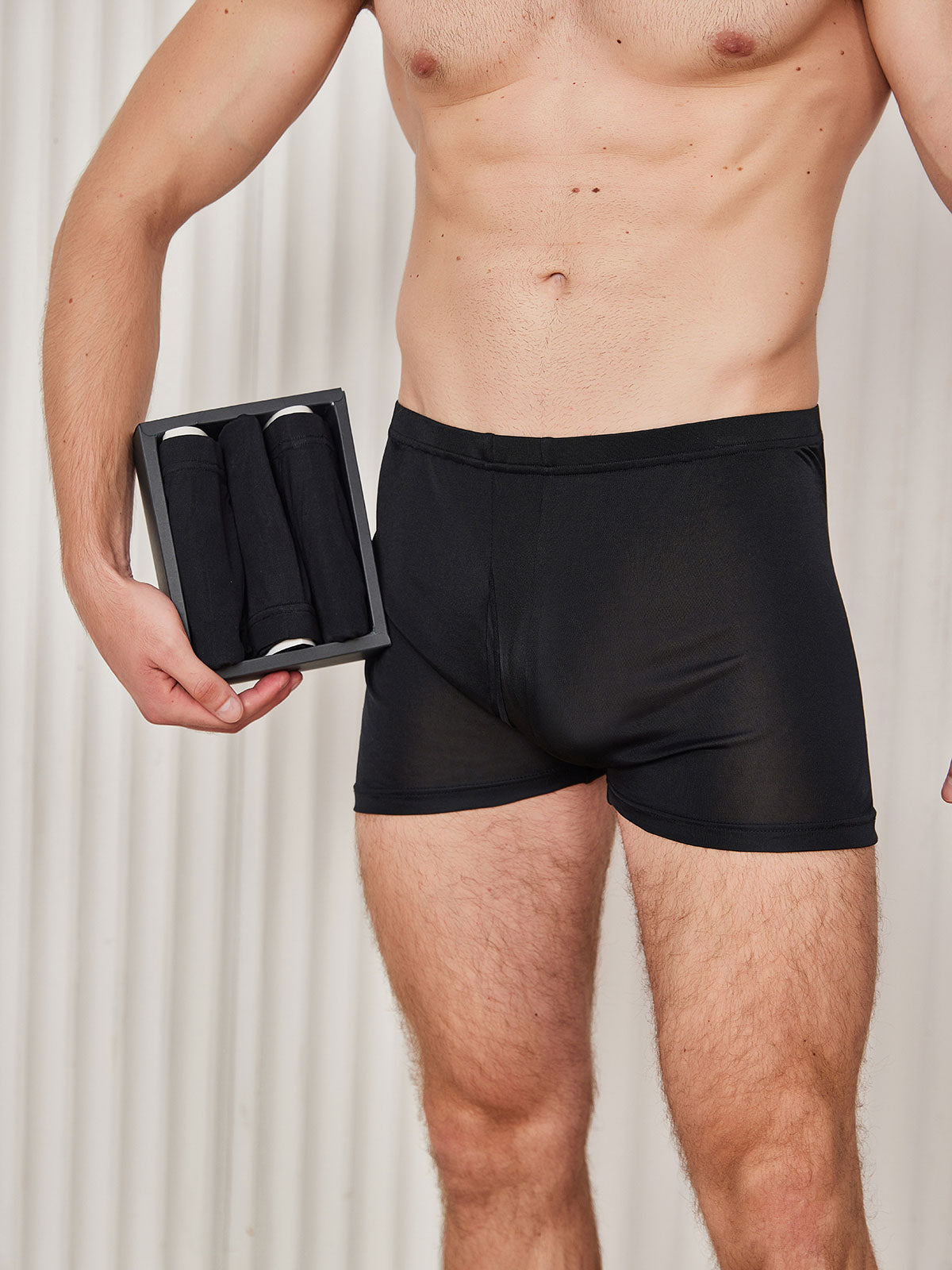 [أسود] SilkSilky-SA محبوك الحرير Mens Underwear 001
