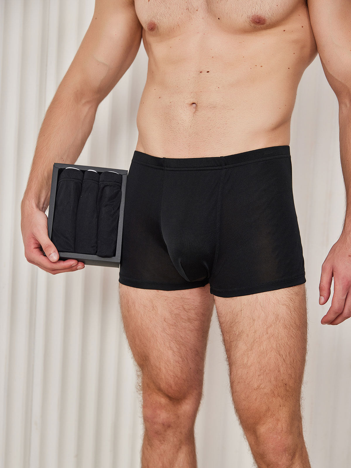[أسود] SilkSilky-SA محبوك الحرير Mens Underwear 001