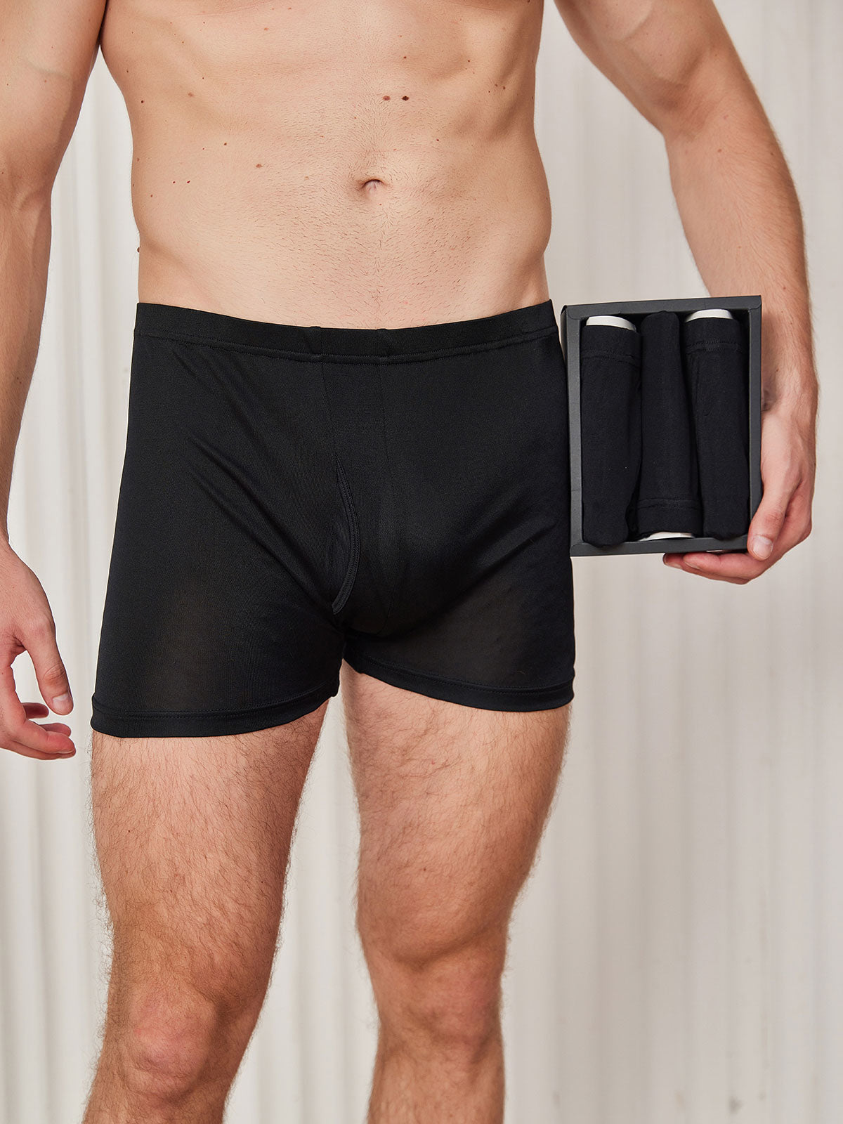 [أسود] SilkSilky-SA محبوك الحرير Mens Underwear 003