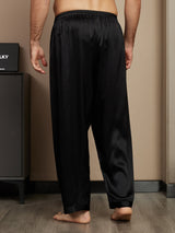 [أسود] SilkSilky-SA الحرير الخالص Mens Sleep Bottoms 002
