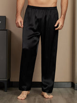 [أسود] SilkSilky-SA الحرير الخالص Mens Sleep Bottoms 003