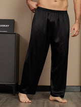 [أسود] SilkSilky-SA الحرير الخالص Mens Sleep Bottoms 004