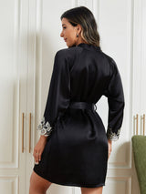 [أسود] SilkSilky-SA 3/4 Sleeve رداء حمام نسائي 002