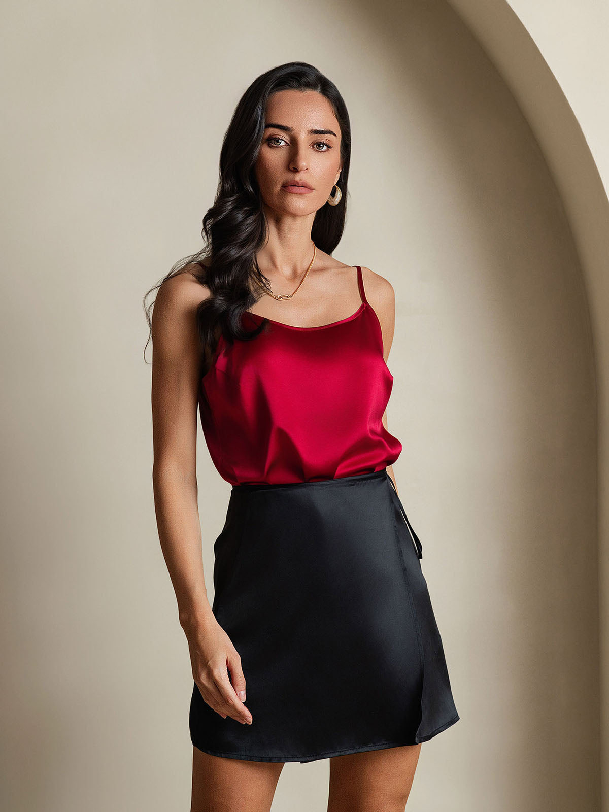 [أسود] SilkSilky-SA الحرير الخالص Wrap تنانير نسائية 003