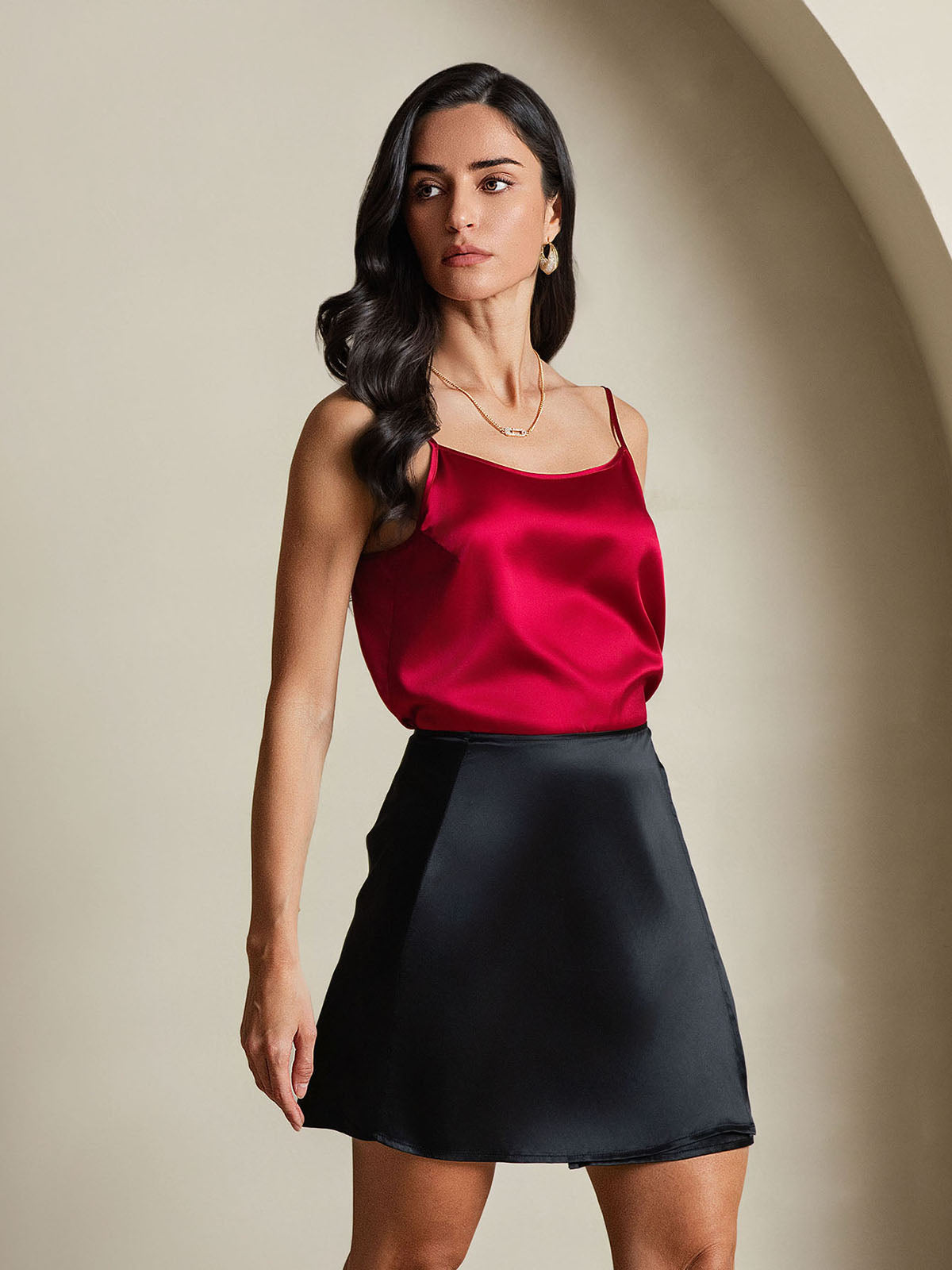 [أسود] SilkSilky-SA الحرير الخالص Wrap تنانير نسائية 006