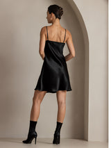 [أسود] SilkSilky-SA Sleeveless V Neck فساتين نسائية 002