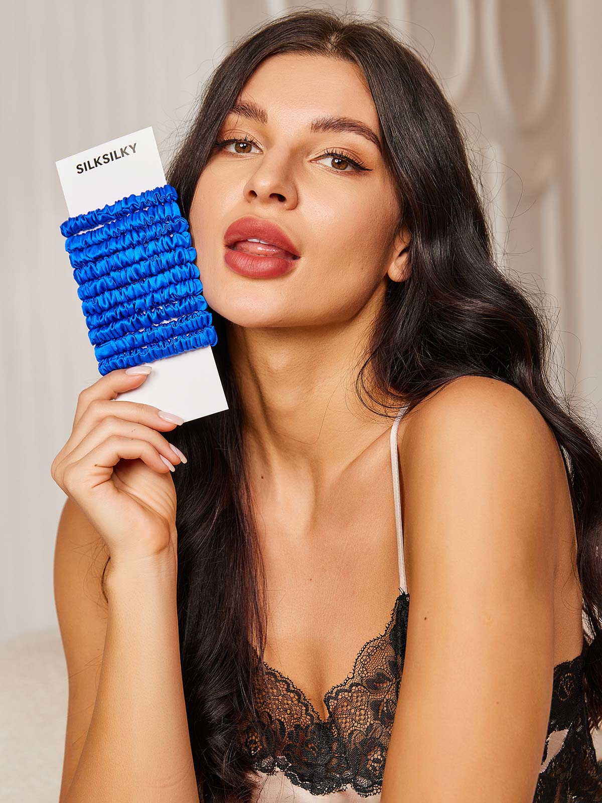 [أزرق] SilkSilky-SA 19Momme Scrunchie 003