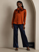 [الكراميل] SilkSilky-SA Long Sleeve High Neck بلوزة 008