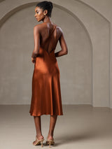 [الكراميل] SilkSilky-SA Sleeveless V Neck فساتين نسائية 002