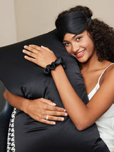 [أسود] SilkSilky-SA 19Momme الحرير الخالص Pillowcase Set 001