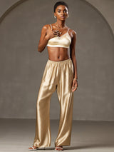 [شامبانيا] SilkSilky-SA 19Momme الحرير Womens Pants 001,