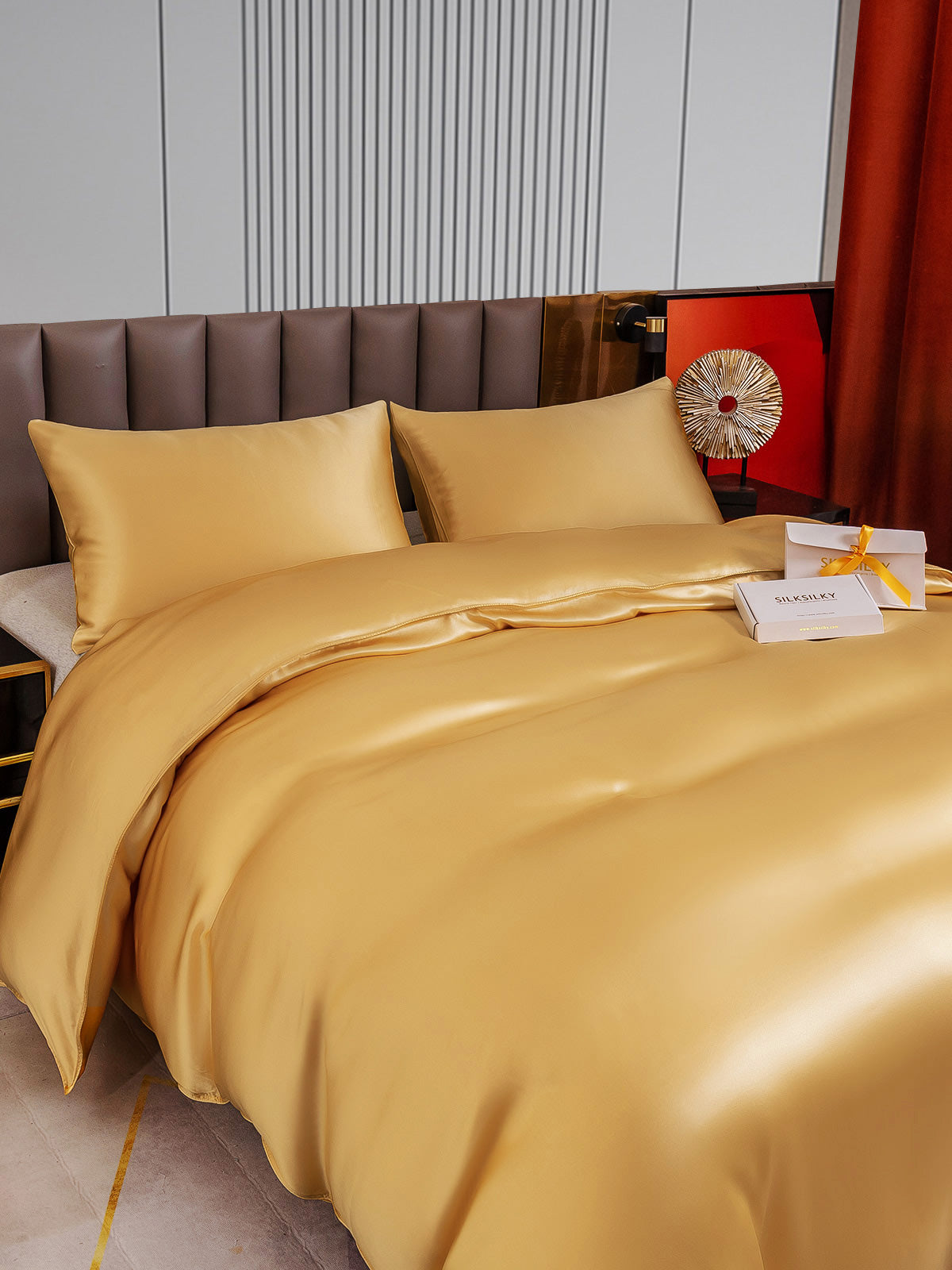 [شامبانيا] SilkSilky-SA 22Momme الحرير الخالص Bedding Set 004