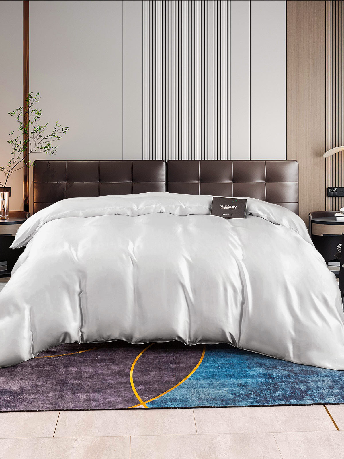 [فضة] SilkSilky-SA 22Momme الحرير الخالص Duvet Cover 001