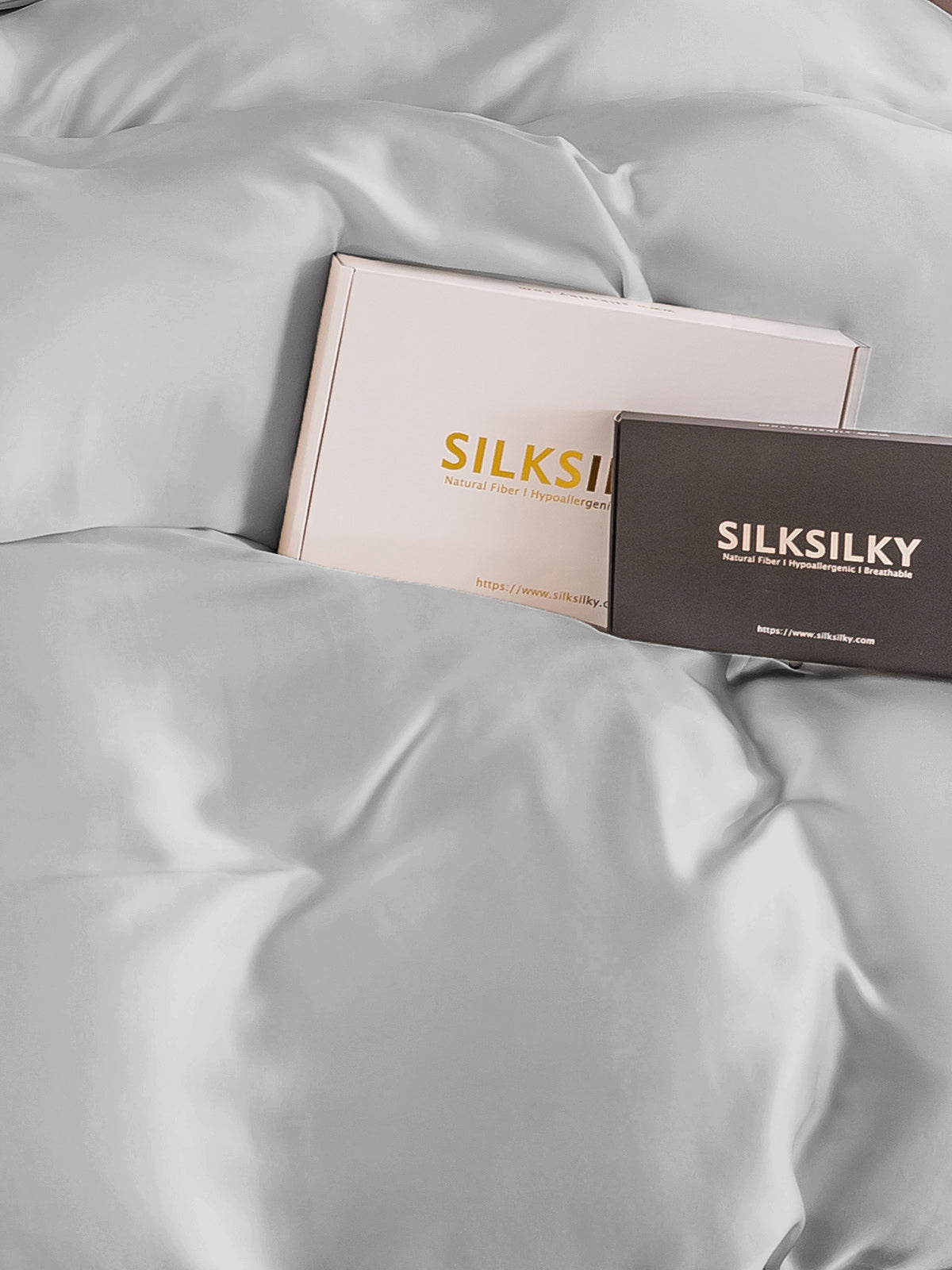 [فضة] SilkSilky-SA 22Momme الحرير الخالص Duvet Cover 004