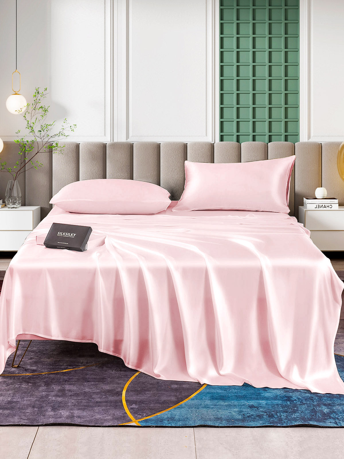 [لون القرنفل] SilkSilky-SA 25Momme الحرير الخالص Bedding Set 001