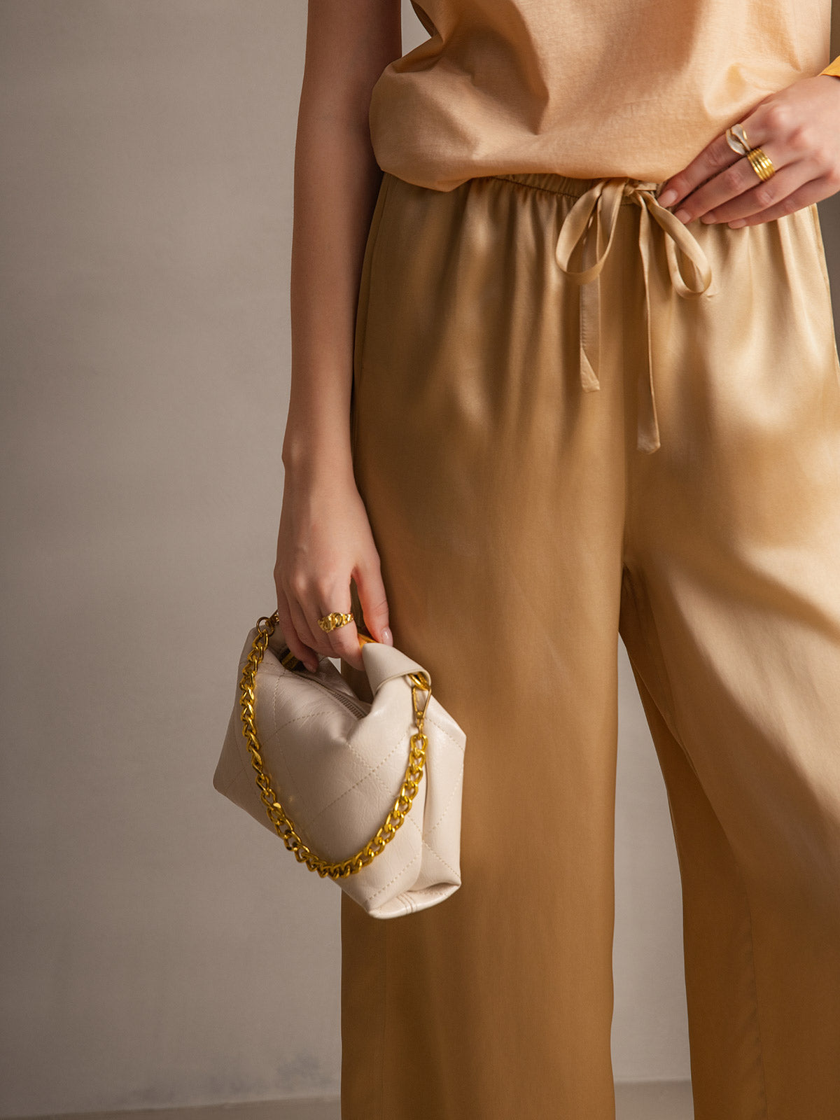 [شامبانيا] SilkSilky-SA الحرير الخالص Womens Pants 001