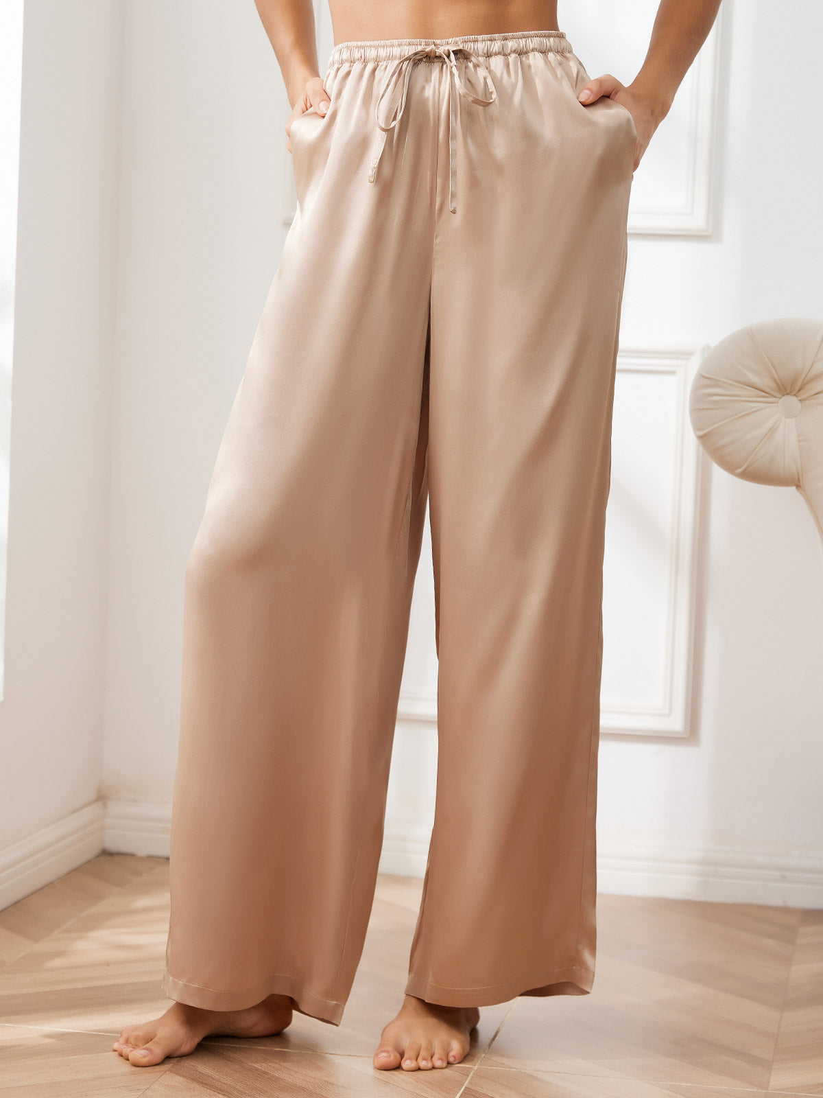 [شامبانيا] SilkSilky-SA الحرير الخالص Womens Pants 003