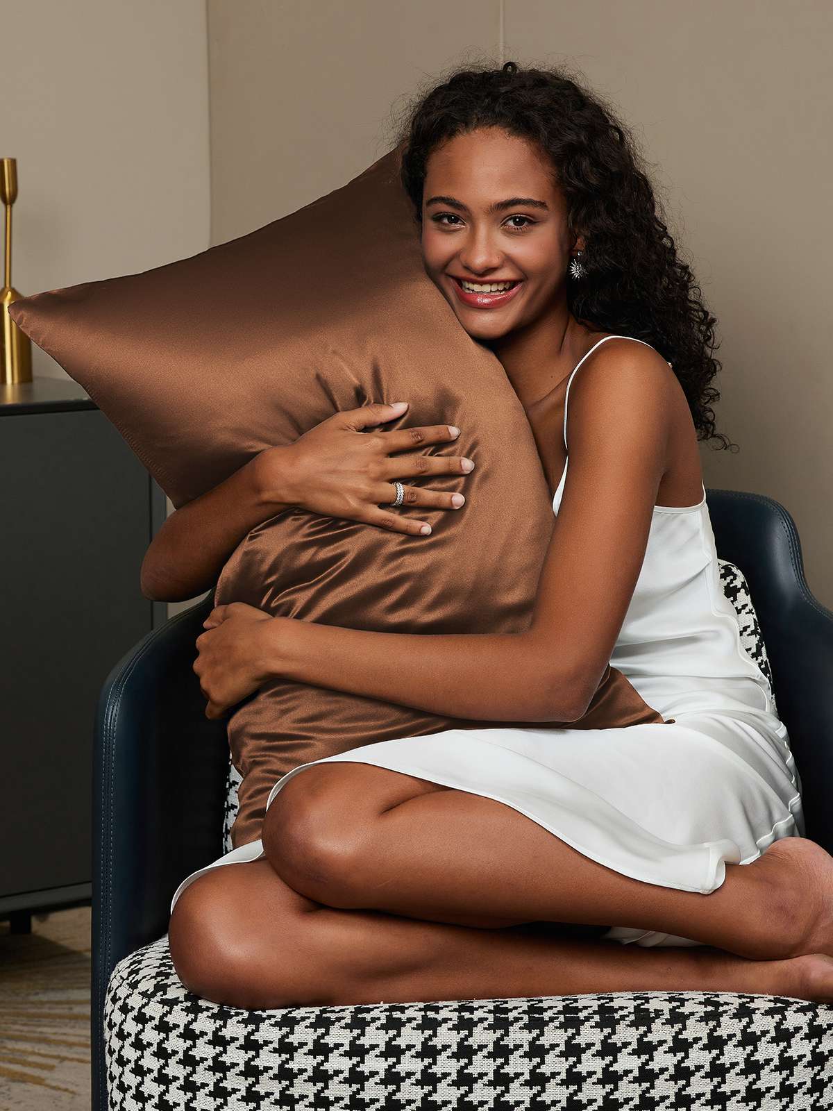 [قهوة] SilkSilky-SA 19Momme الحرير الخالص Pillowcase 002