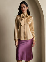 [شامبانيا] SilkSilky-SA Long Sleeve High Neck بلوزة 001