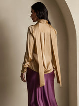 [شامبانيا] SilkSilky-SA Long Sleeve High Neck بلوزة 002