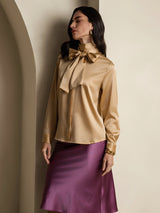 [شامبانيا] SilkSilky-SA Long Sleeve High Neck بلوزة 005