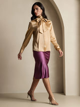 [شامبانيا] SilkSilky-SA Long Sleeve High Neck بلوزة 009