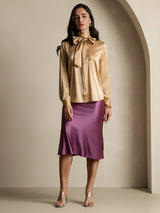 [شامبانيا] SilkSilky-SA Long Sleeve High Neck بلوزة 010