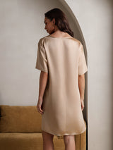 [شامبانيا] SilkSilky-SA Half Sleeve V Neck باس النوم 002