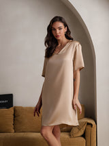 [شامبانيا] SilkSilky-SA Half Sleeve V Neck باس النوم 005