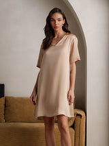 [شامبانيا] SilkSilky-SA Half Sleeve V Neck باس النوم 006