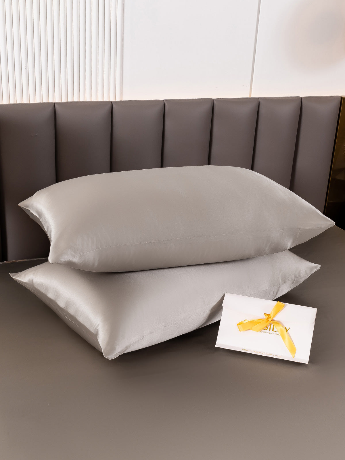 [رمادي] SilkSilky-SA 19Momme الحرير الخالص Pillowcase 004