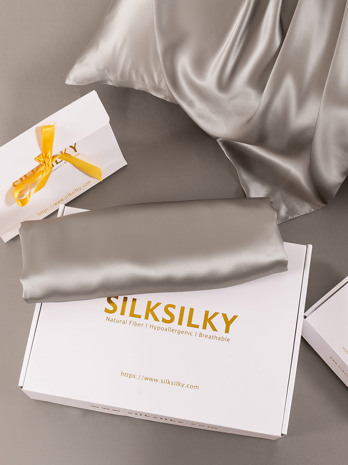 [رمادي] SilkSilky-SA 19Momme الحرير الخالص Pillowcase 005