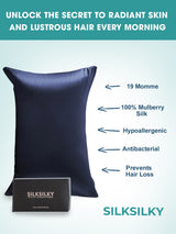 [أزرق غامق] SilkSilky-SA 19Momme الحرير الخالص Pillowcase 002