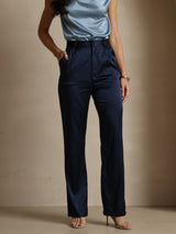 [أزرق غامق] SilkSilky-SA 19Momme الحرير Womens Pants 001