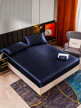 [أزرق غامق] SilkSilky-SA 22Momme الحرير الخالص Bedding Set 002