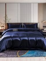 [أزرق غامق] SilkSilky-SA 22Momme الحرير الخالص Bedding Set 001