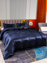 [أزرق غامق] SilkSilky-SA 22Momme الحرير الخالص Bedding Set 004