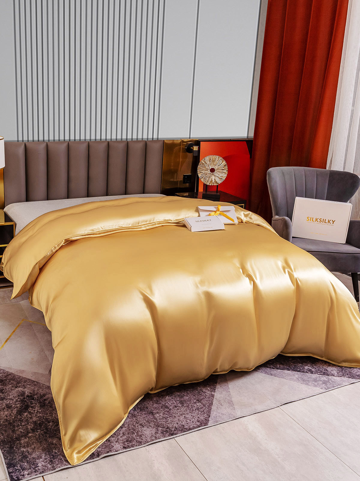 [شامبانيا] SilkSilky-SA 22Momme الحرير الخالص Duvet Cover 003