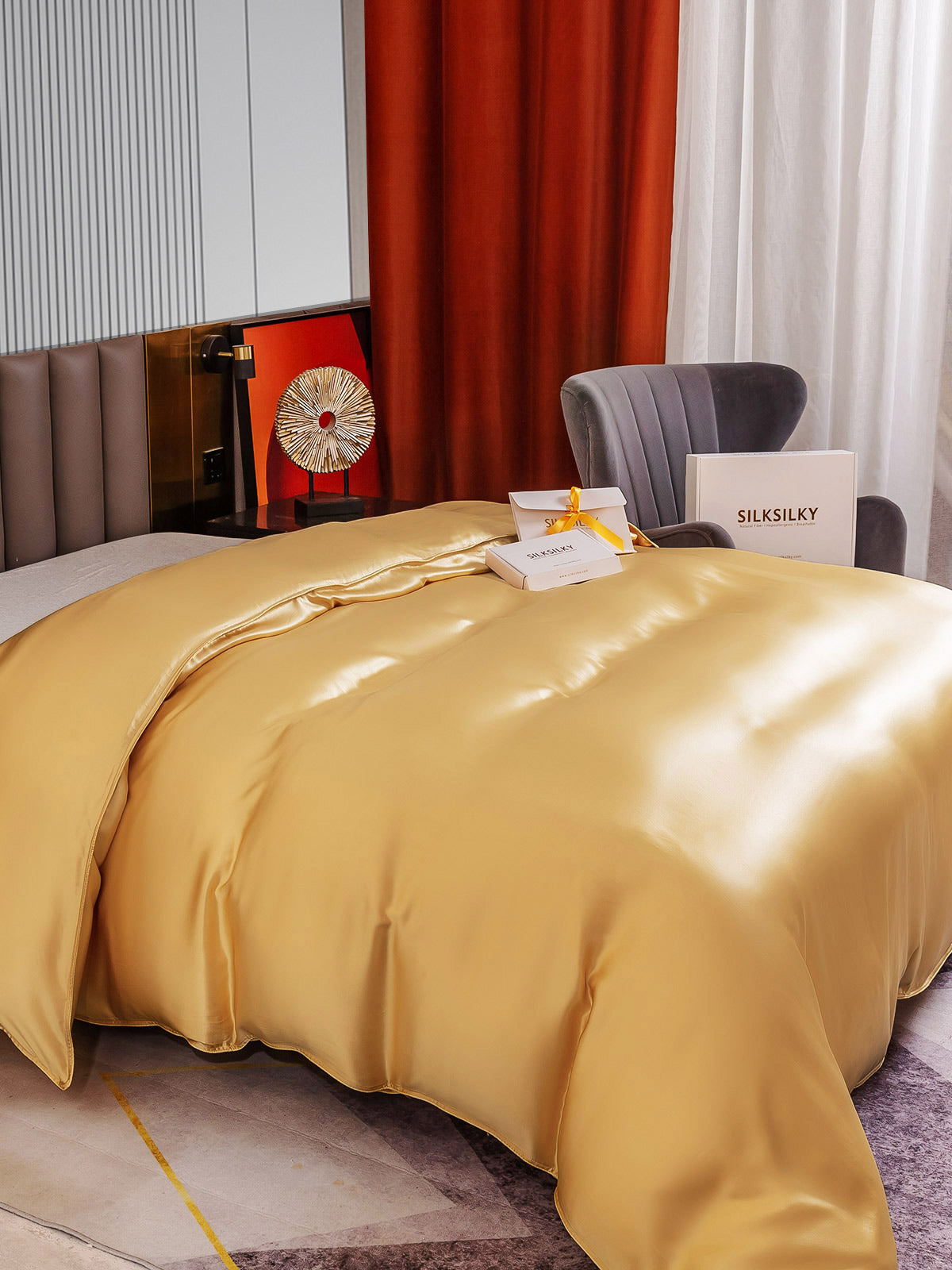 [شامبانيا] SilkSilky-SA 22Momme الحرير الخالص Duvet Cover 004