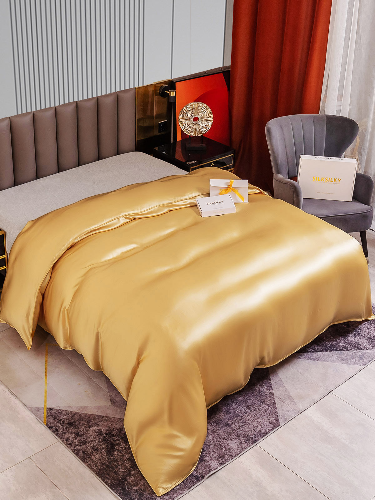 [شامبانيا] SilkSilky-SA 22Momme الحرير الخالص Duvet Cover 002