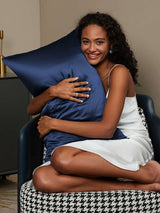 [أزرق غامق] SilkSilky-SA 22Momme الحرير الخالص Pillowcase 002