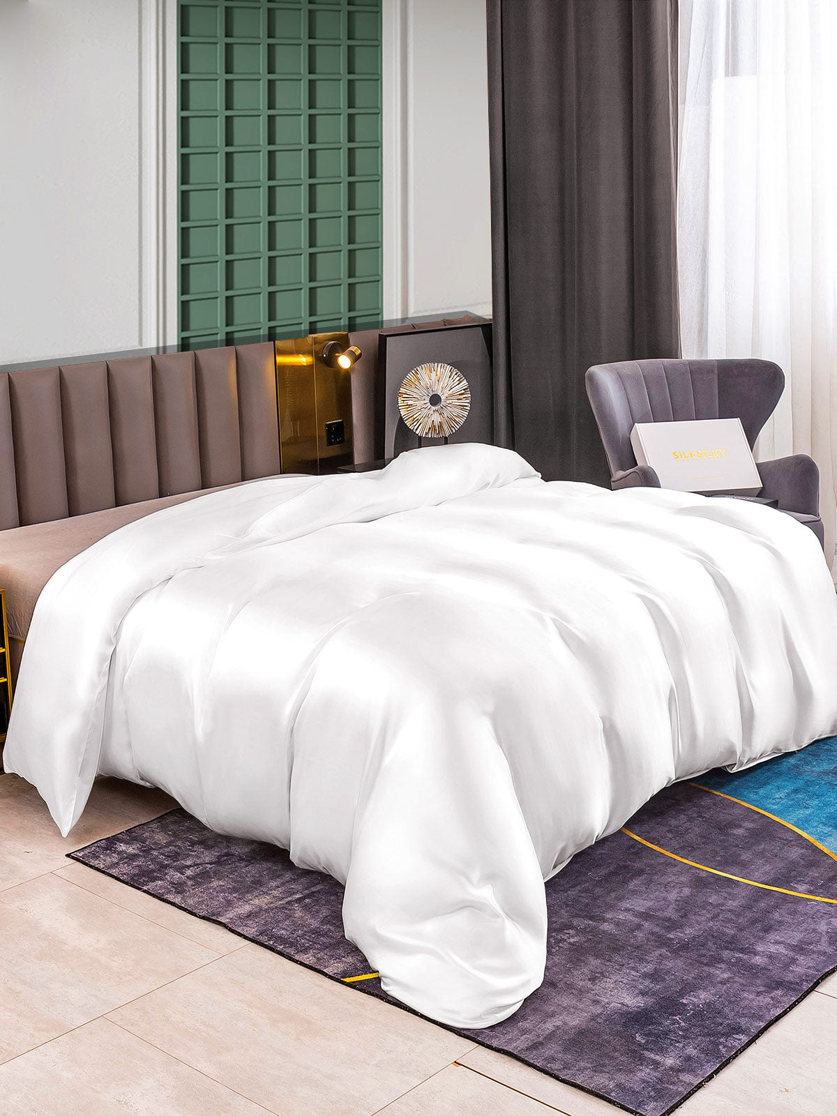 [أبيض] SilkSilky-SA 25Momme الحرير الخالص Duvet Cover 001