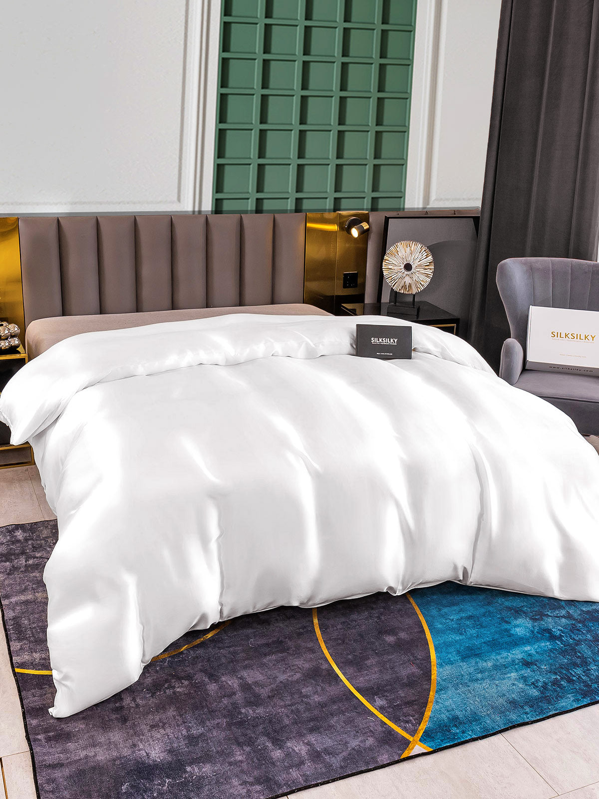 [أبيض] SilkSilky-SA 25Momme الحرير الخالص Duvet Cover 002