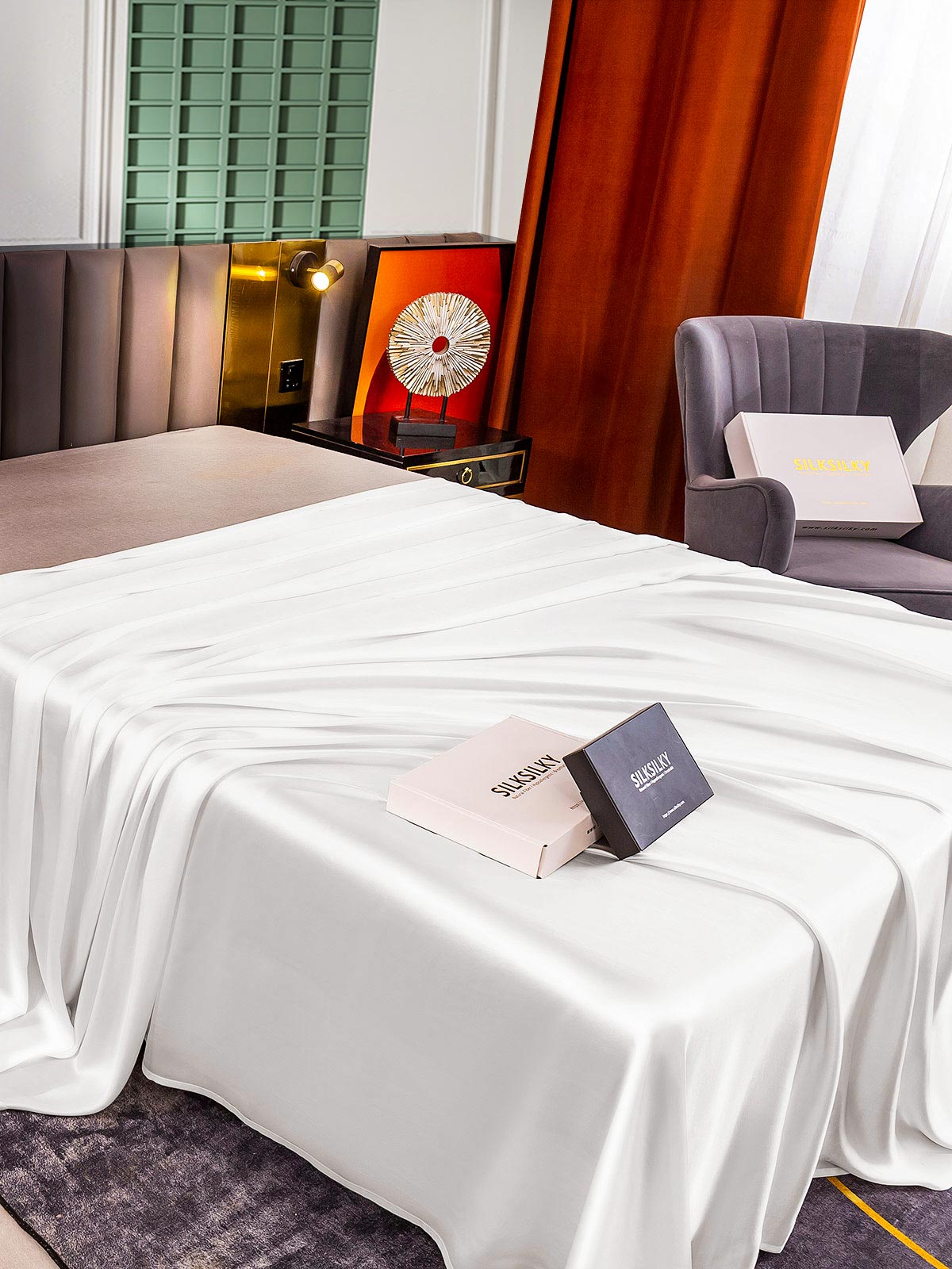 [أبيض] SilkSilky-SA 25Momme الحرير الخالص Sheet 003