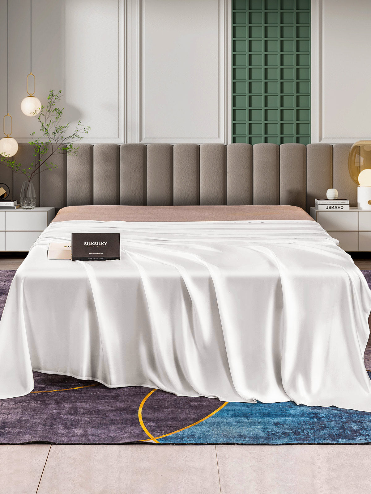 [أبيض] SilkSilky-SA 25Momme الحرير الخالص Sheet 001