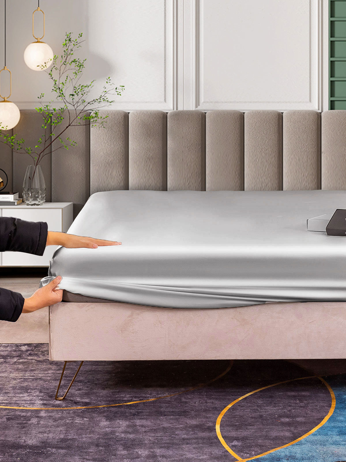 [فضة] SilkSilky-SA 25Momme الحرير الخالص Sheet 003