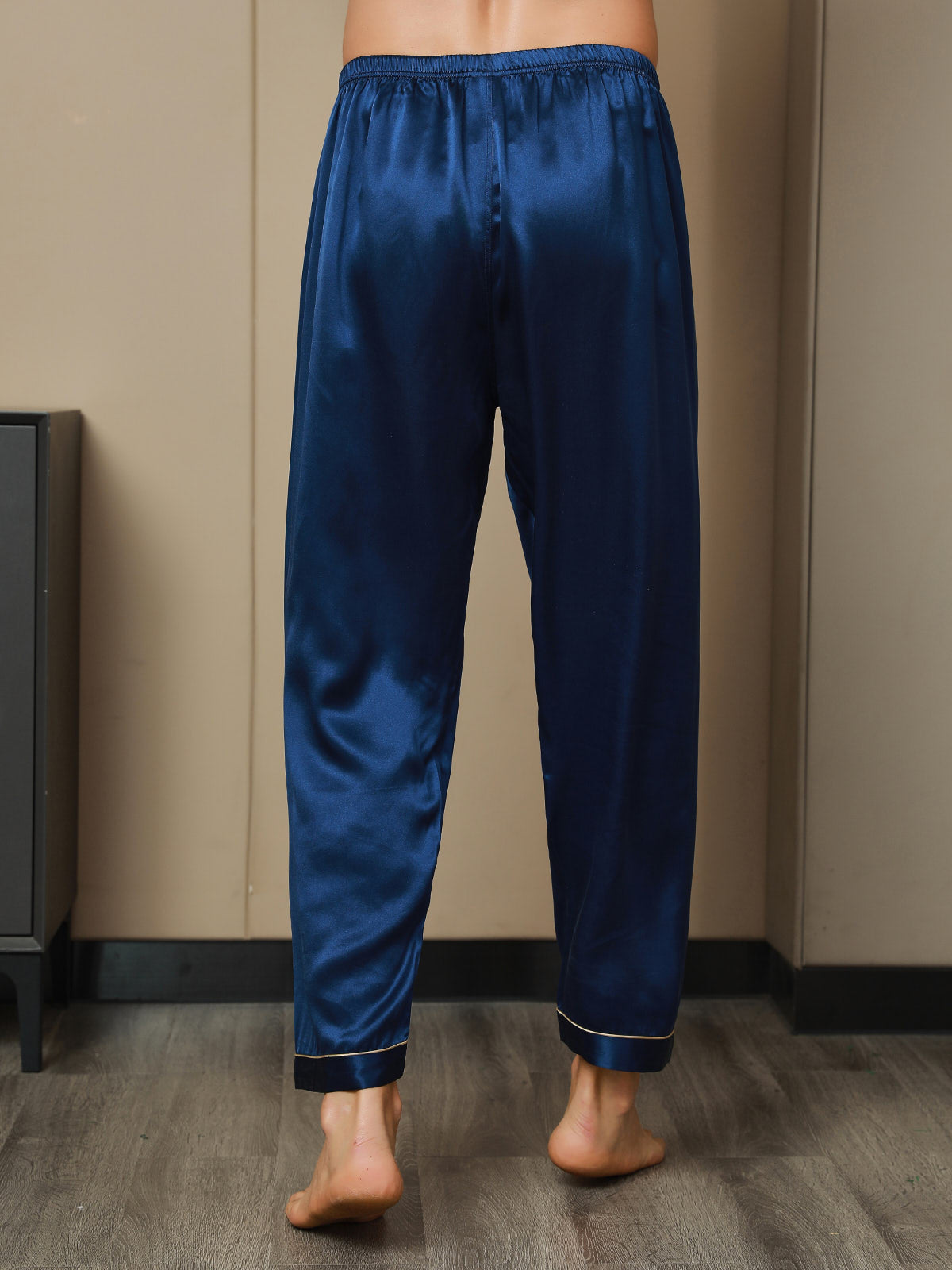 [أزرق غامق] SilkSilky-SA الحرير الخالص Mens Sleep Bottoms 008