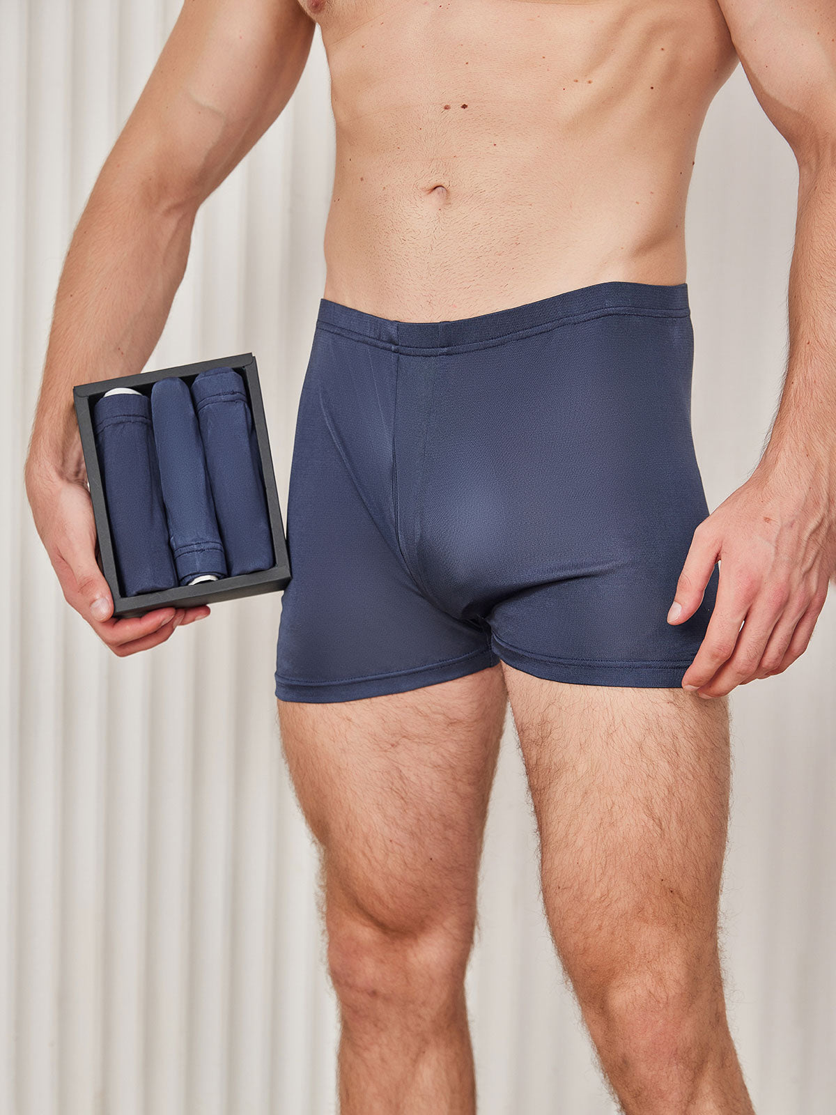 [أزرق غامق] SilkSilky-SA محبوك الحرير Mens Underwear 001