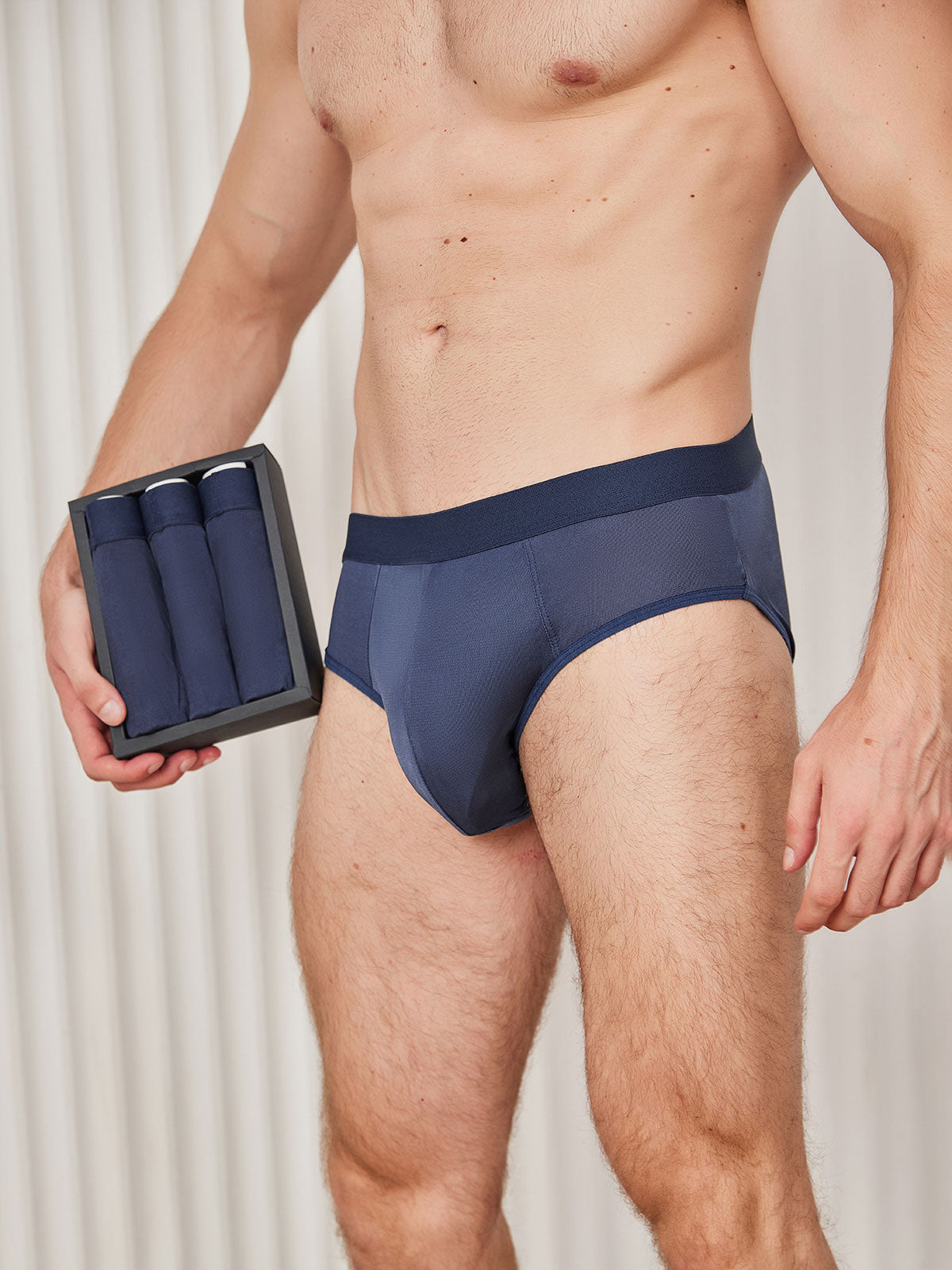 [أزرق غامق] SilkSilky-SA Silk Mens Underwear 001